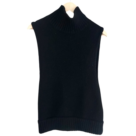 Autumn Cashmere 100% Cashmere Black Sleeveless Chunky Knit Turtleneck Sweater XS - Picture 6 of 9